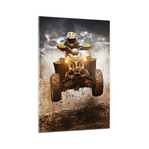 Impression sur verre - Image sur verre - Quad extrême sur terrain boueux - 70x100cm - No risk no fun - Décoration murale moderne pour le salon et la chambre ARTTOR