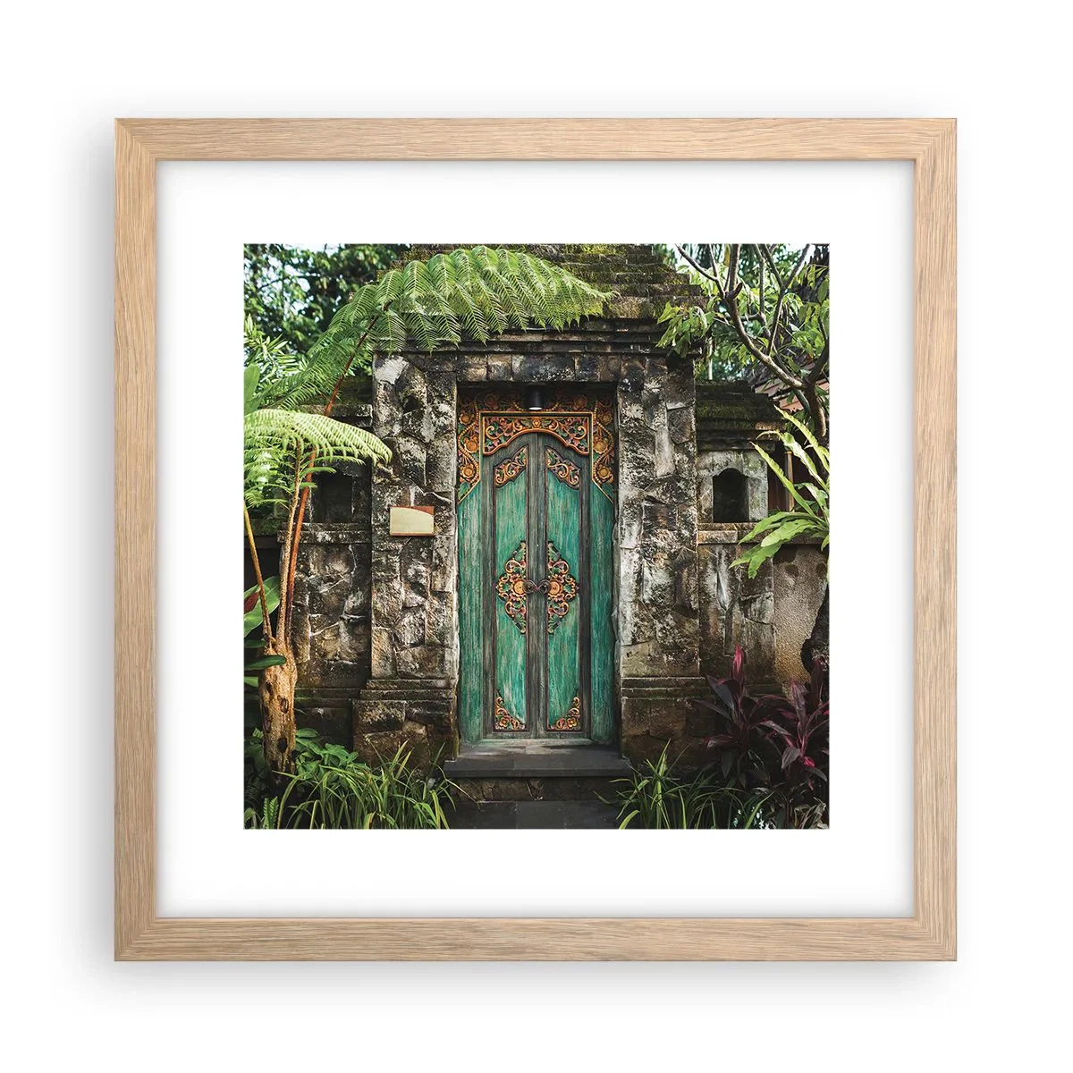 Affiche dans un chêne clair - Poster - Porte vers un monde exotique - 30x30 cm