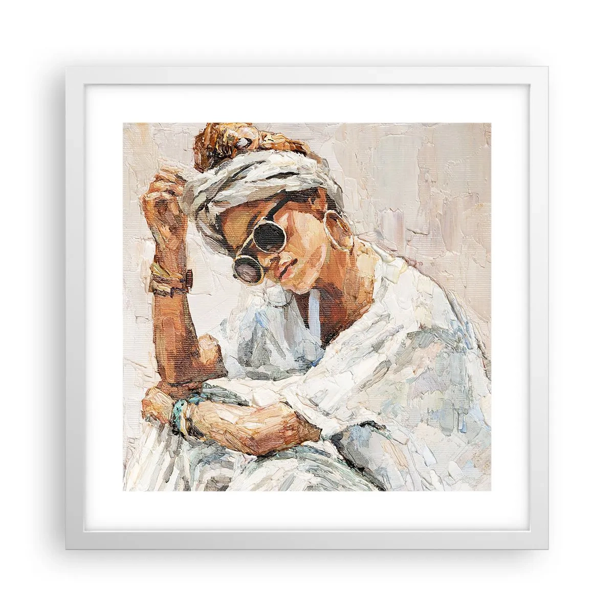 Affiche dans un cadre blanc - Poster - Portrait en plein soleil - 40x40 cm