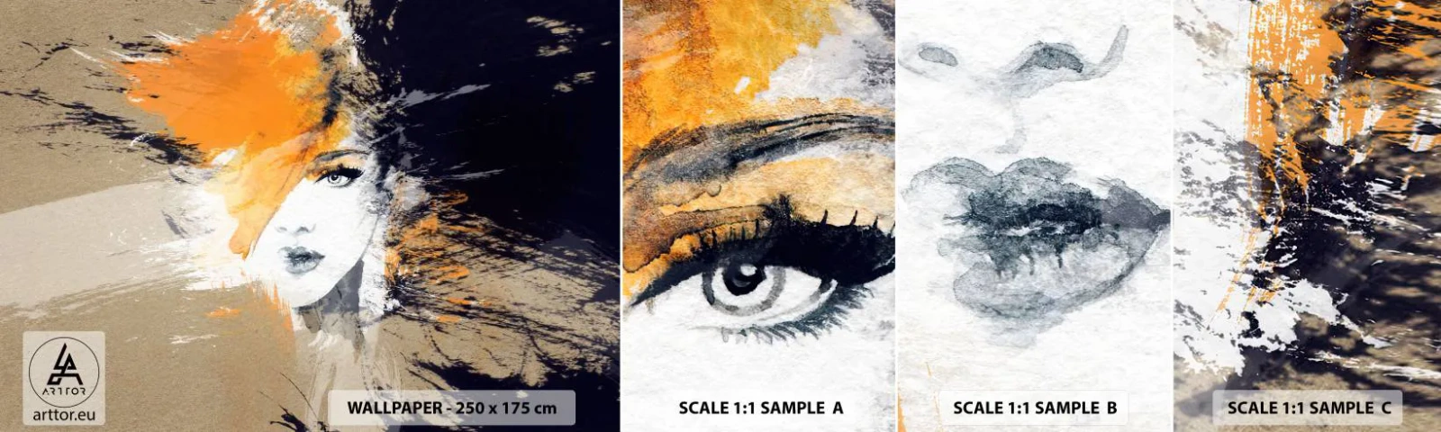 Échantillon De Papier Peint Standard Eco - Et la lumière fut - Abstraction, Visage de femme, Femme - 100x30 cm