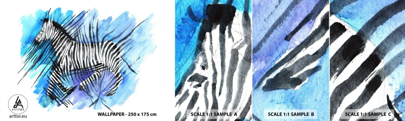 Échantillon de Papier Peint Autocollant Deluxe Sticker - Caché dans les rayures - Animaux, Côtes, Afrique - 100x30 cm