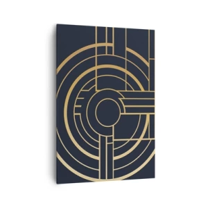 Impression sur toile - Image sur toile - Motif géométrique avec des lignes dorées - 70x100cm - Rotation des éléments - Décoration murale moderne pour le salon et la chambre ARTTOR