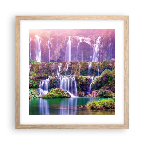 Affiche dans un chêne clair - Poster - Escalier vers le ciel - 40x40 cm