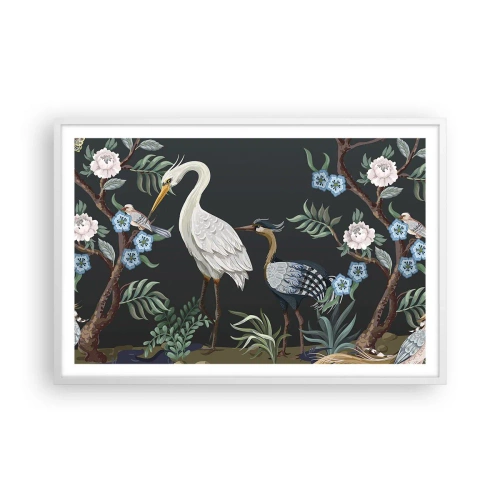 Affiche dans un cadre blanc - Poster - Parade d'oiseaux - 91x61 cm