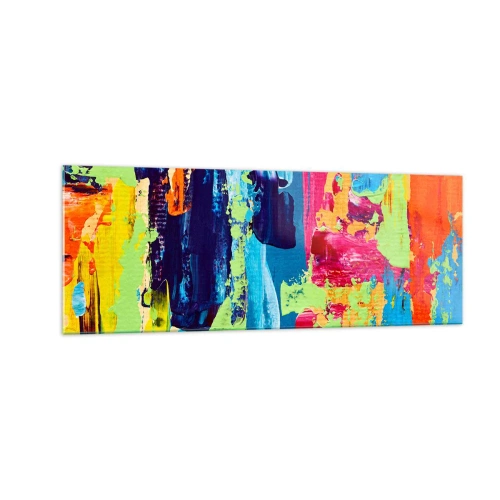 Impression sur verre - Image sur verre - Composition abstraite de couleurs sous une forme dynamique - 140x50cm - La vie est belle! - Décoration murale moderne pour le salon et la chambre ARTTOR