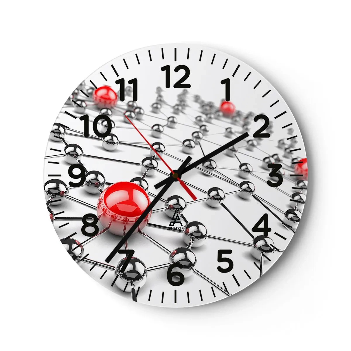 Horloge murale - Pendule murale - Toile argentée - 30x30 cm