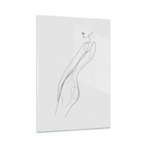 Impression sur verre - Image sur verre - Une ligne minimaliste représentant une silhouette féminine - 50x70cm - Juste une promesse - Décoration murale moderne pour le salon et la chambre ARTTOR