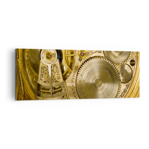 Impression sur toile - Image sur toile - Mécanisme de montre avec engrenages et détails visibles - 140x50cm - Marcher avec son temps - Décoration murale moderne pour le salon et la chambre ARTTOR