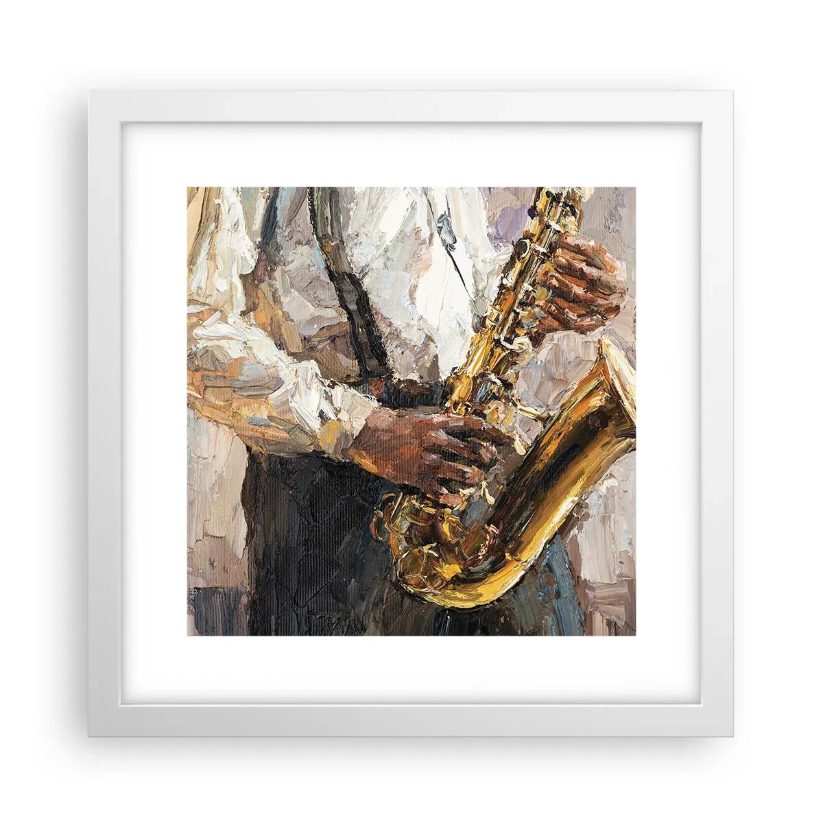 Affiche dans un cadre blanc - Poster - C'est l'heure du solo - 30x30 cm