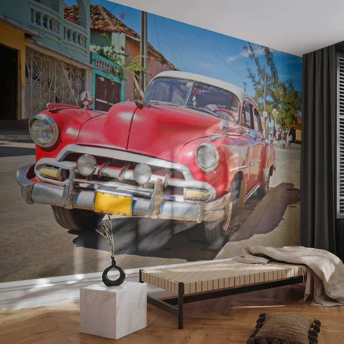 Papier Peint Autocollant Deluxe Sticker - Seulement à Cuba - Automobile, Voiture ancienne, Architecture - 250x175 cm
