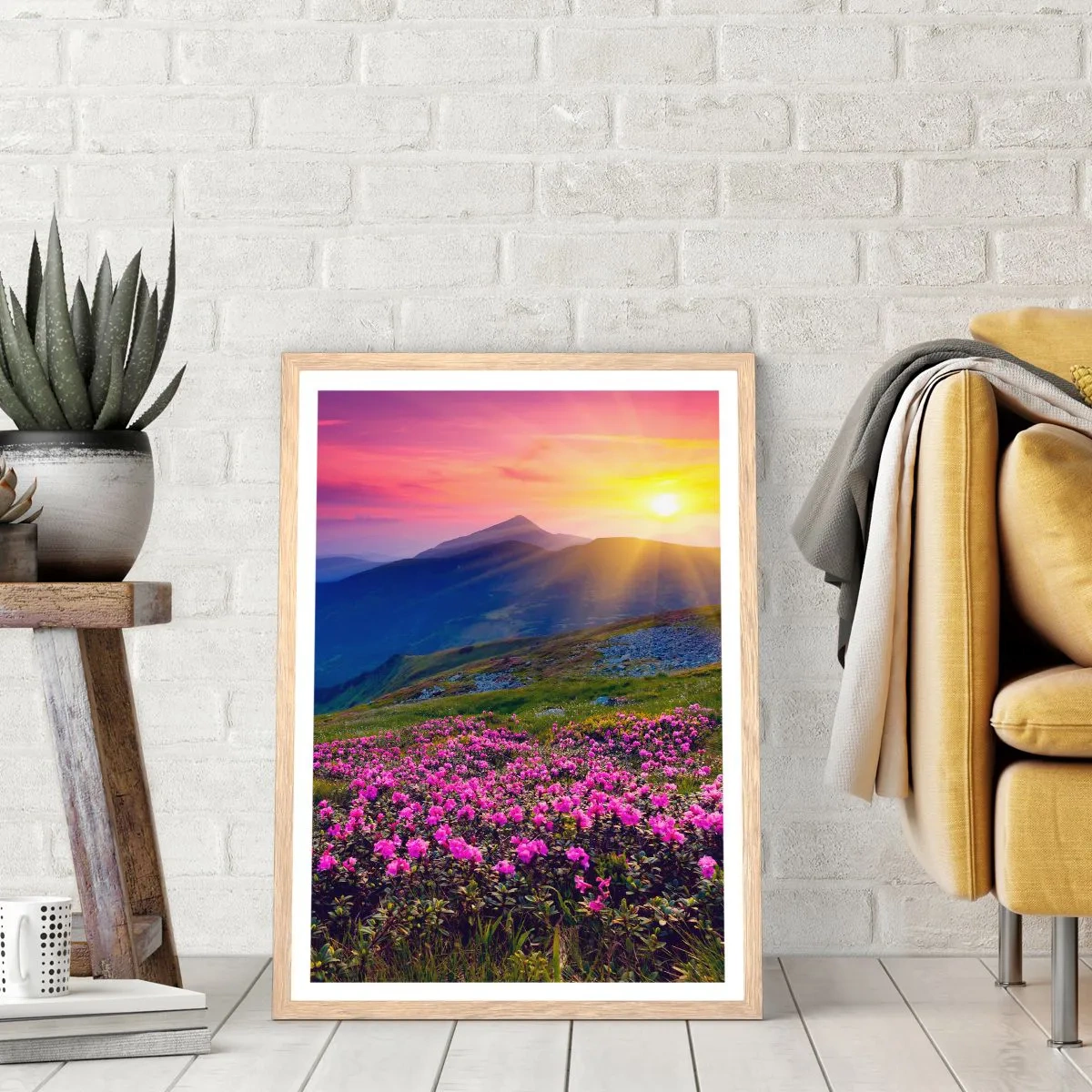 Affiche dans un chêne clair - Poster - … Et autour, ça sent le pin des montagnes et l'odeur de la prairie - 70x100 cm