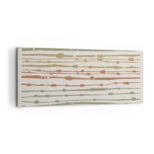 Impression sur toile - Image sur toile - Un motif de lignes aux tons chauds sur un fond clair - 120x50cm - Notation musicale des couleurs - Décoration murale moderne pour le salon et la chambre ARTTOR