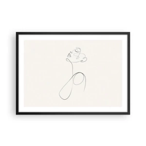 Affiche dans un cadre noir - Poster - Croquis de visage minimaliste au trait sur fond blanc - 70x50cm - En boucle dans les rêves - Décoration murale moderne pour le salon et la chambre ARTTOR