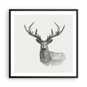 Affiche dans un cadre noir - Poster - Cerf dans un style cubique - 60x60 cm