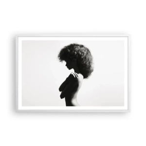 Affiche dans un cadre blanc - Poster - Comme une fleur au bout d'une fine tige - 91x61 cm