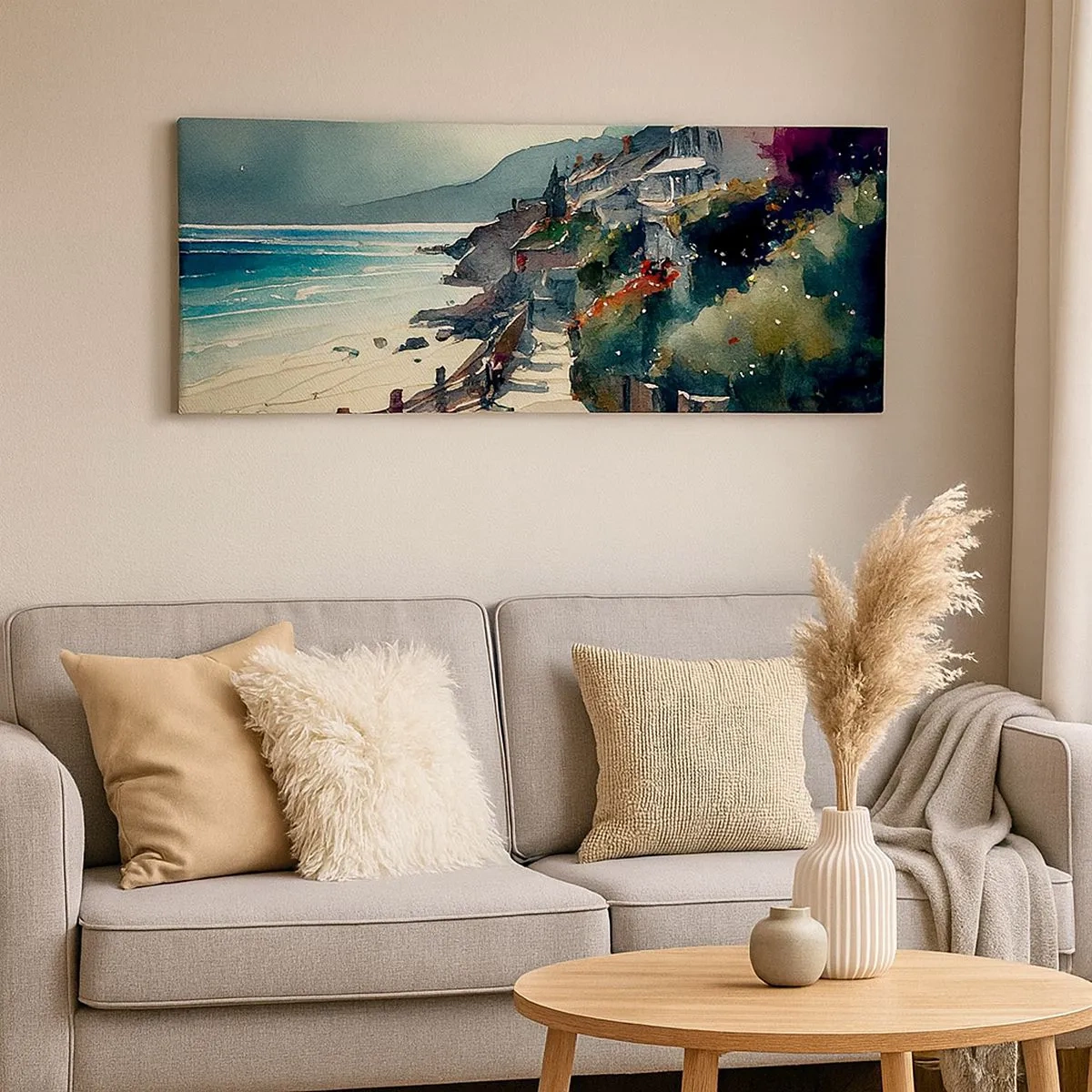 Impression sur toile - Image sur toile - Ville méditerranéenne - 100x40 cm