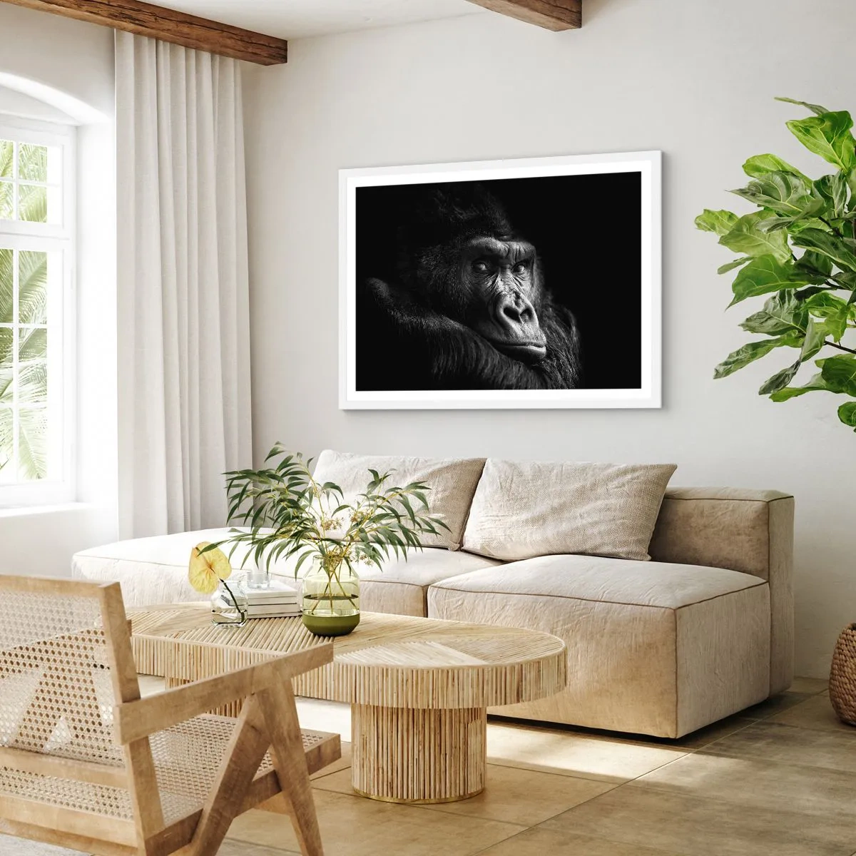 Affiche dans un cadre blanc - Poster - Et qu'est-ce que tu regardes? - 91x61 cm