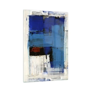 Impression sur verre - Image sur verre - Composition abstraite dans les tons de bleu et de blanc - 80x120cm - Secret de bleu - Décoration murale moderne pour le salon et la chambre ARTTOR