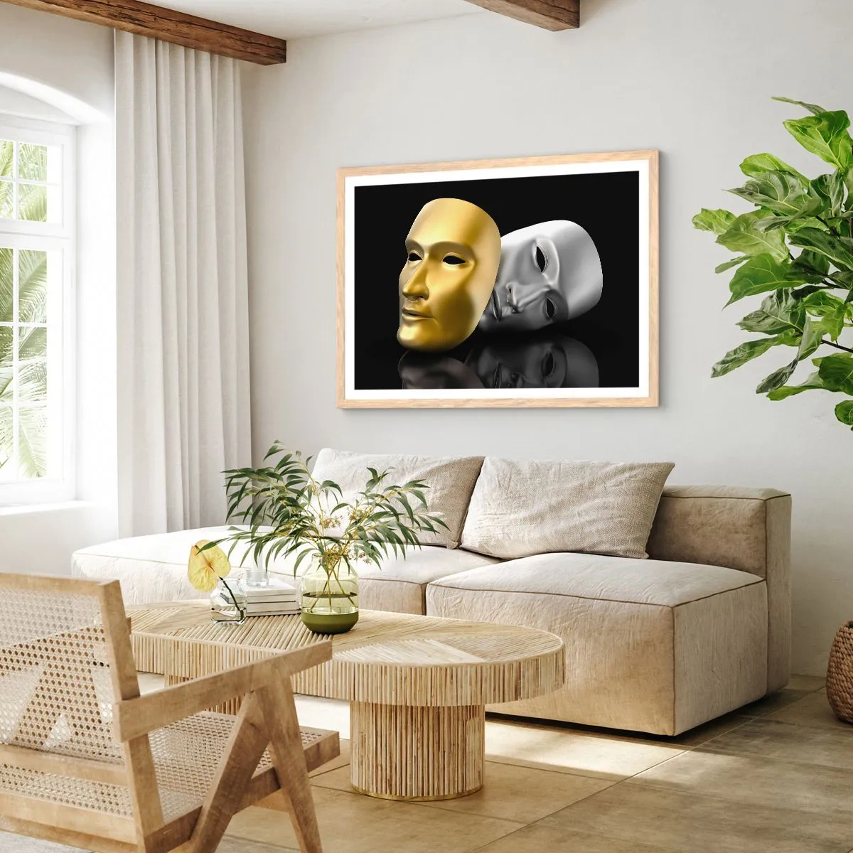 Affiche dans un chêne clair - Poster - La vie est un théâtre - 100x70 cm