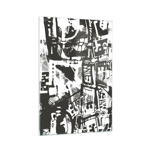 Impression sur verre - Image sur verre - Motif rétro monochrome abstrait - 70x100cm - Ordre ou chaos? - Décoration murale moderne pour le salon et la chambre ARTTOR
