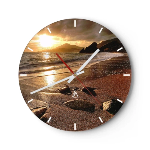 Horloge murale - Pendule murale - Suivez le soleil sur les collines - 40x40 cm