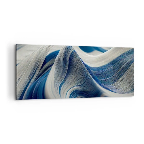 Impression sur toile - Image sur toile - La fluidité du bleu et du blanc - 100x40 cm