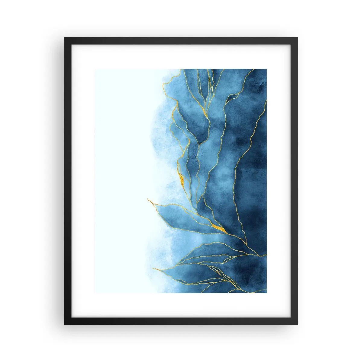 Affiche dans un cadre noir - Poster - Bleu doré - 40x50 cm