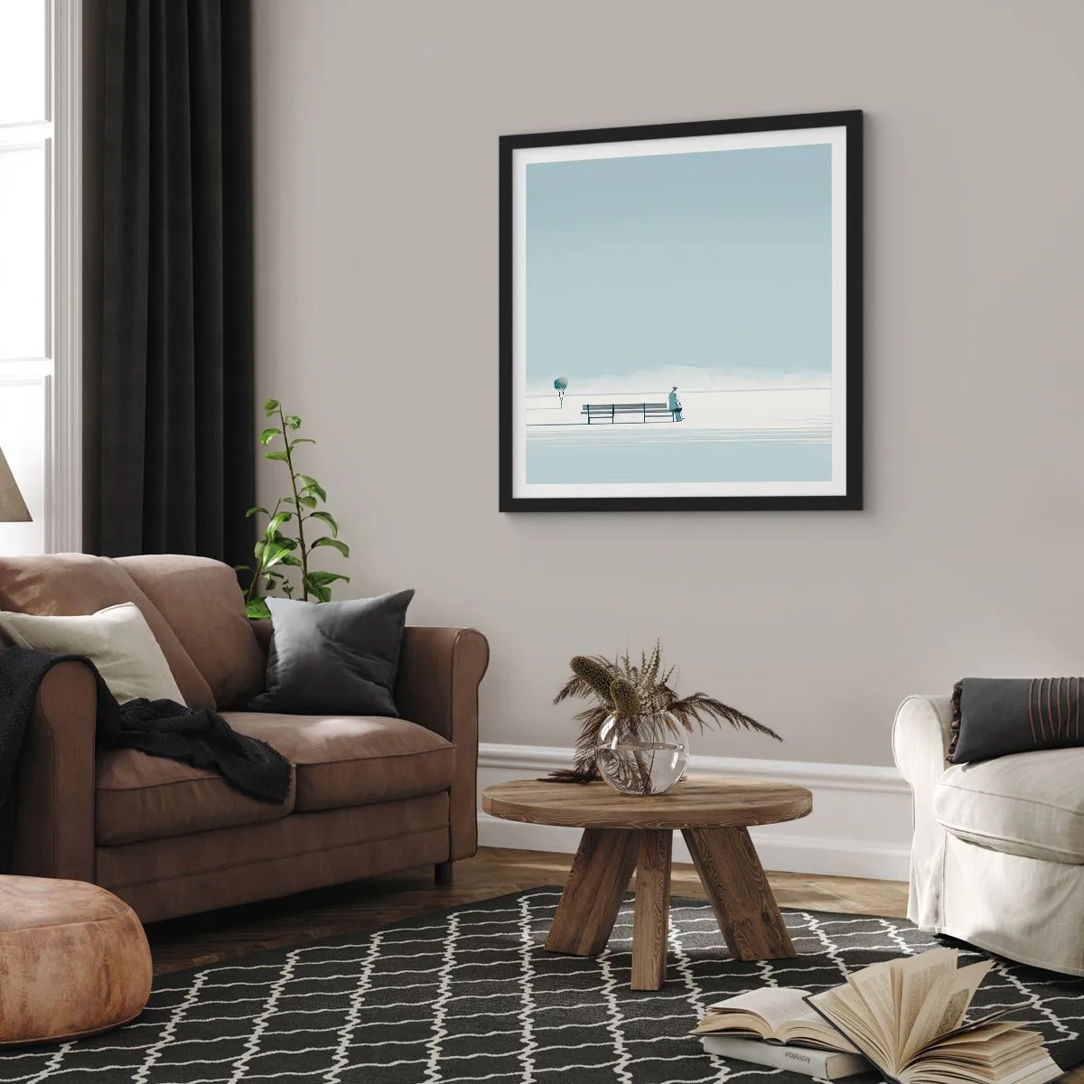 Affiche dans un cadre noir - Poster - Oui, j'attends. - 30x30 cm