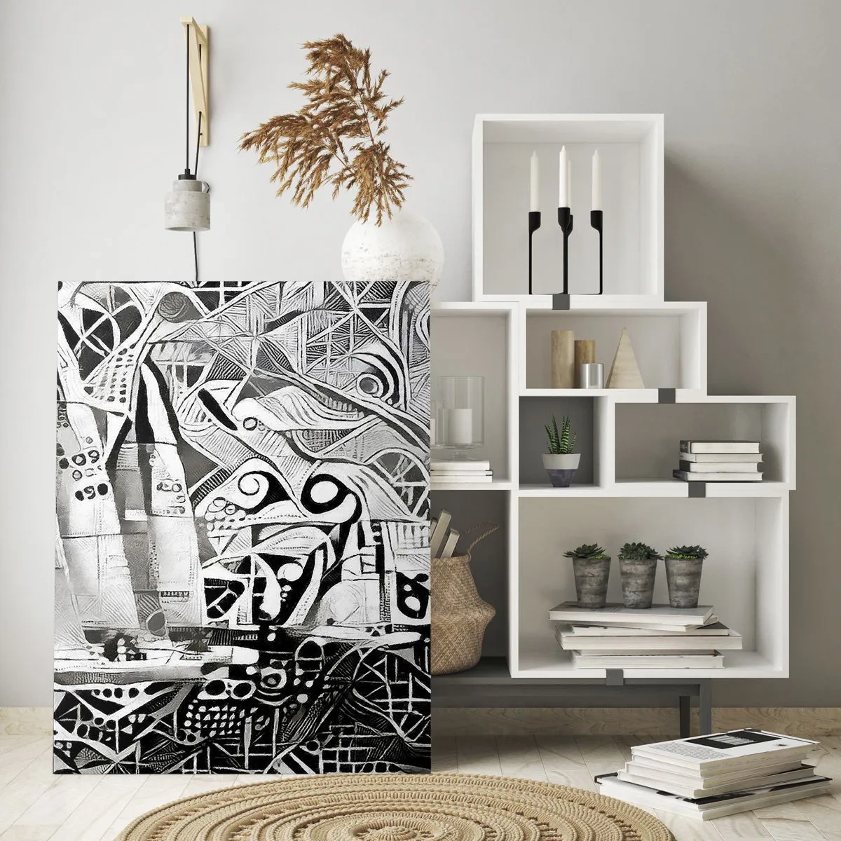 Impression sur verre - Image sur verre - Voiliers abstraits dans une composition monochrome - 80x120cm - Entre les vagues - Décoration murale moderne pour le salon et la chambre ARTTOR