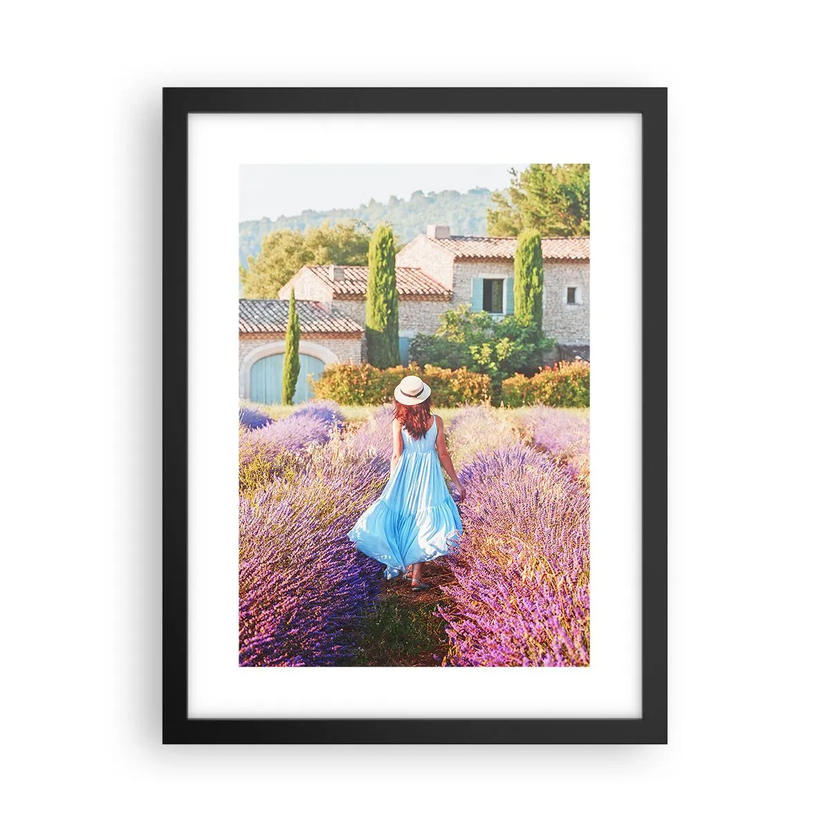 Affiche dans un cadre noir - Poster - Fille de la lavande - 30x40 cm