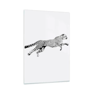 Impression sur verre - Image sur verre - Graphique minimaliste d'un guépard en mouvement - 80x120cm - Le plus rapide sur Terre - Décoration murale moderne pour le salon et la chambre ARTTOR