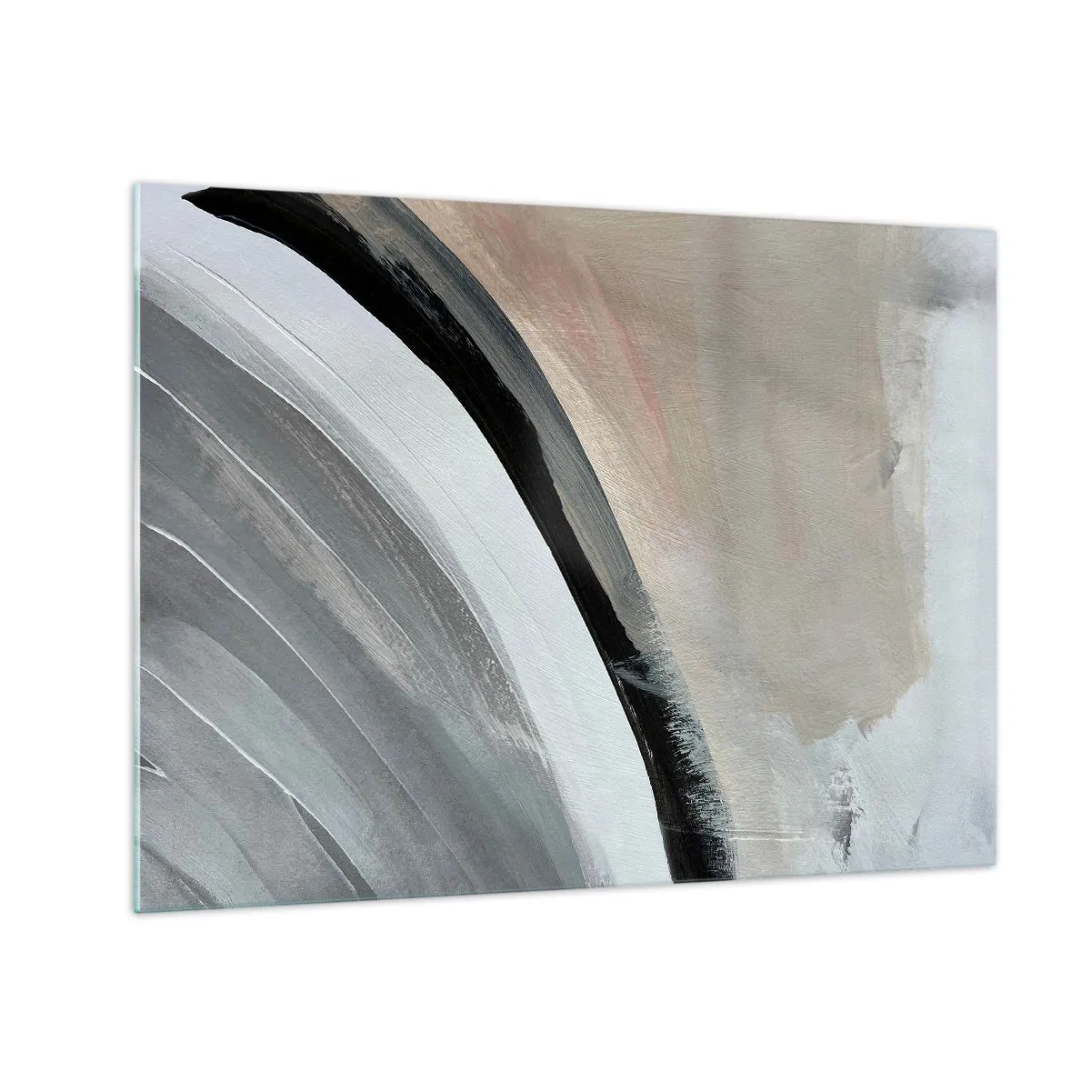 Impression sur verre - Image sur verre - Arc abstrait dans les tons de gris et de noir - 70x50cm - Composition : arc de noir et gris - Décoration murale moderne pour le salon et la chambre ARTTOR