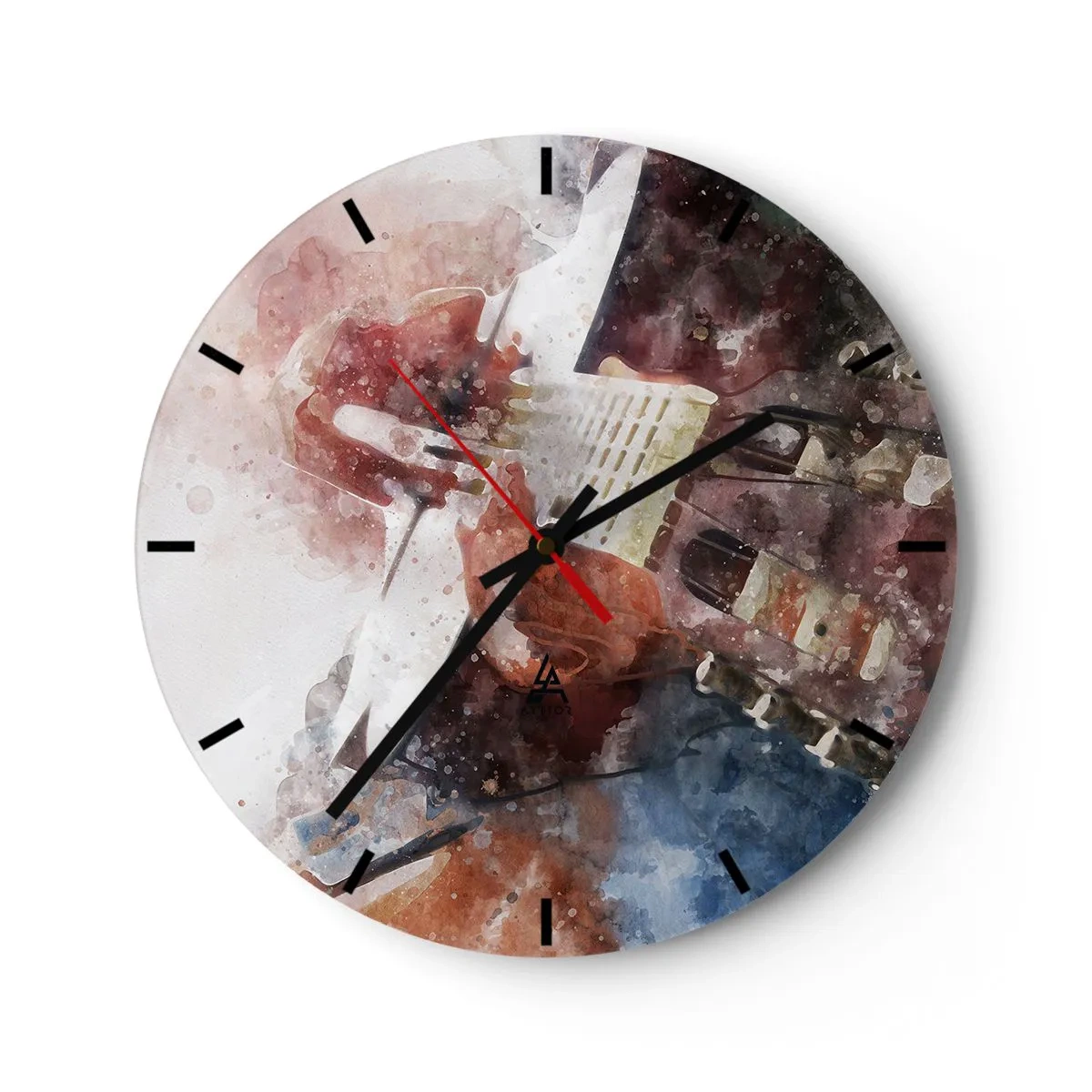 Horloge murale - Pendule murale - Motif de guitare à l'aquarelle artistique - 30x30cm - Et qu'en pensez-vous ? - Décoration murale moderne pour le salon, la cuisine et la chambre ARTTOR