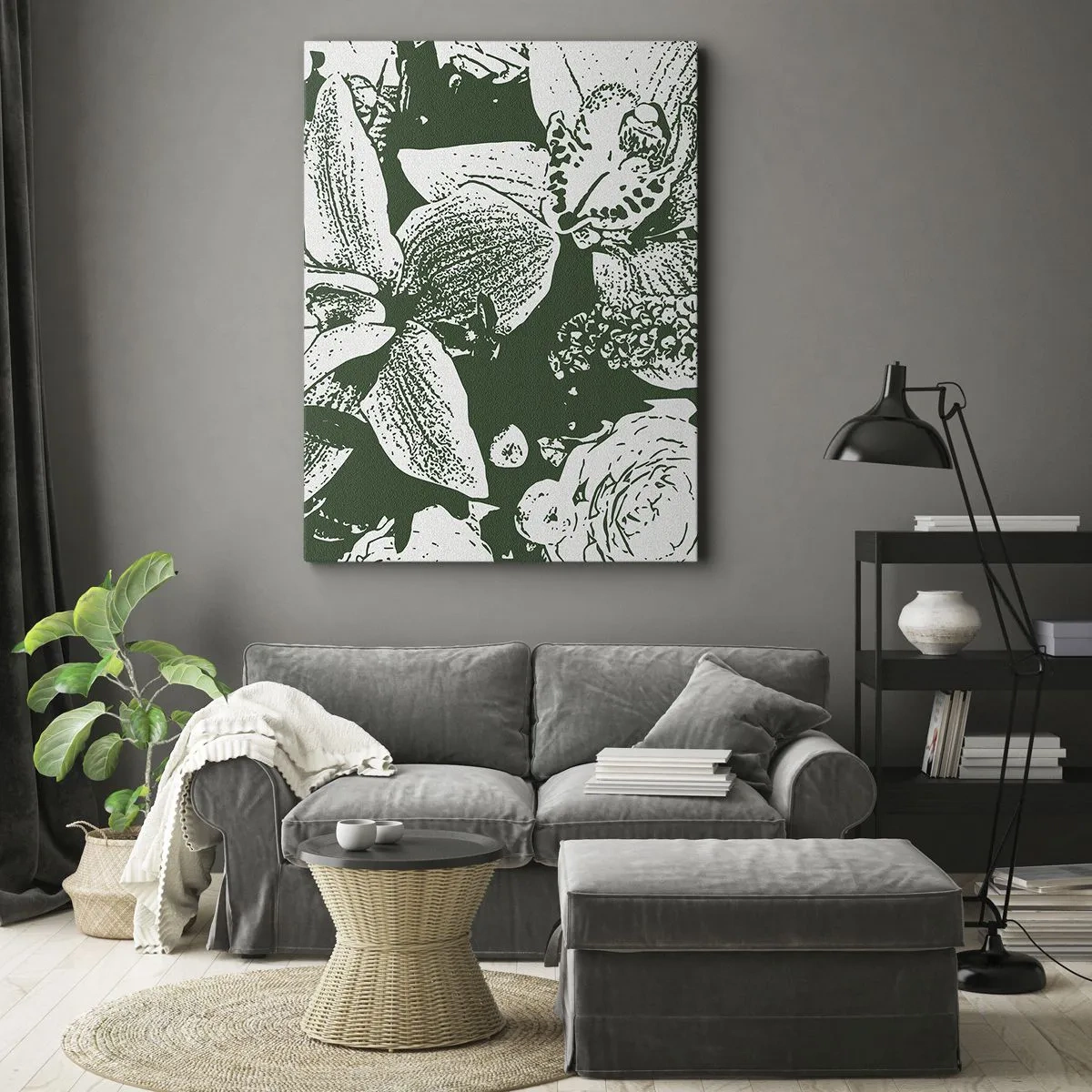 Impression sur toile - Image sur toile - Bouquet - le monde du vert - 65x120 cm