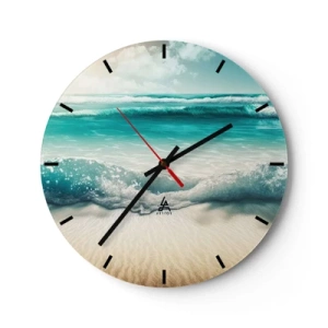 Horloge murale - Pendule murale - Vagues turquoise s'écrasant sur une plage de sable - 30x30cm - La paix de l'océan - Décoration murale moderne pour le salon, la cuisine et la chambre ARTTOR