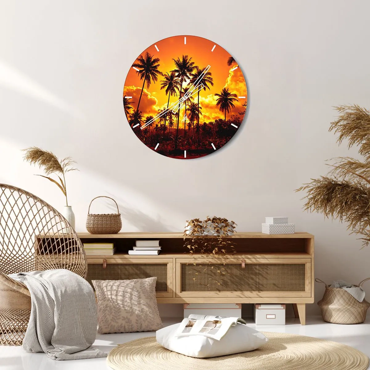 Horloge murale - Pendule murale - Montagnes en feu, forêts en feu - 30x30 cm