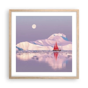 Affiche dans un chêne clair - Poster - La chaleur de la voile, le froid de la glace - 50x50 cm