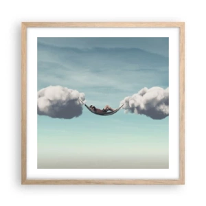 Affiche dans un chêne clair - Poster - Instant de bonheur - 50x50 cm