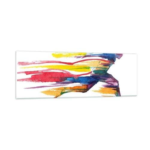 Impression sur verre - Image sur verre - Courir à travers l'arc-en-ciel - 90x30 cm