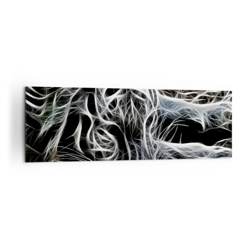 Impression sur toile - Image sur toile - Un motif abstrait représentant la silhouette d'un chat sur fond noir. - 160x50cm - Une étude de la légèreté du chat - Décoration murale moderne pour le salon et la chambre ARTTOR