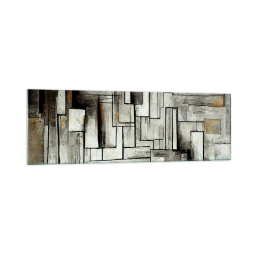 Impression sur verre - Image sur verre - Rectangles abstraits dans les tons de gris et de noir - 160x50cm - Le pouvoir de la simplicité - Décoration murale moderne pour le salon et la chambre ARTTOR