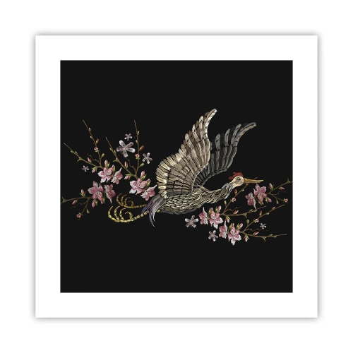 Affiche - Poster - Oiseau brodé exotique - 40x40 cm