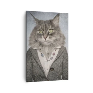 Impression sur toile - Image sur toile - Un triptyque avec des figures animales en vêtements élégants sur un fond stylisé - 80x120cm - La fourrure revient à la mode - Décoration murale moderne pour le salon et la chambre ARTTOR