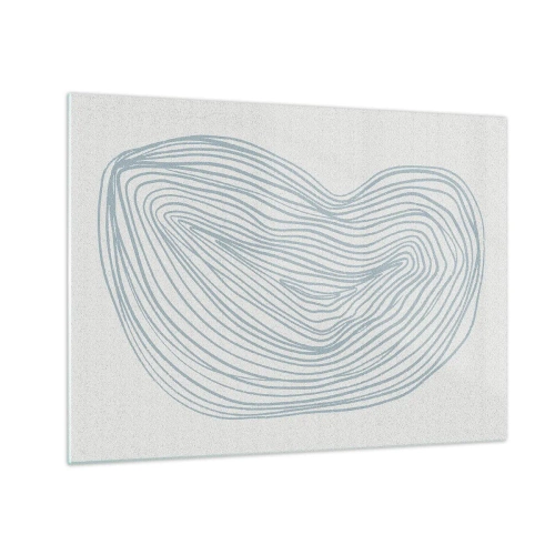 Impression sur verre - Image sur verre - De délicates lignes bleues créent une forme organique et fluide - 70x50cm - Une goutte de sourire - Décoration murale moderne pour le salon et la chambre ARTTOR