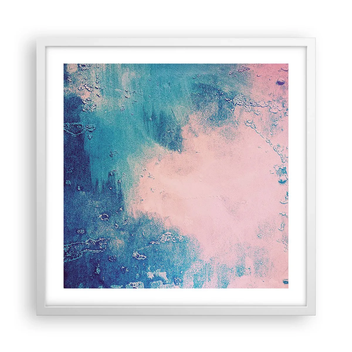 Affiche dans un cadre blanc - Poster - Etreintes bleues - 50x50 cm