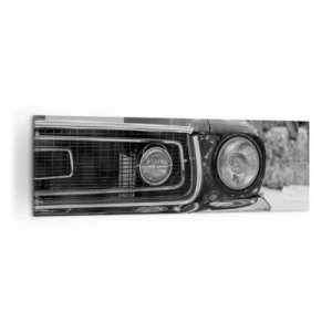 Impression sur toile - Image sur toile - Capot de voiture classique noir et blanc - 160x50cm - Conduire dur - Décoration murale moderne pour le salon et la chambre ARTTOR