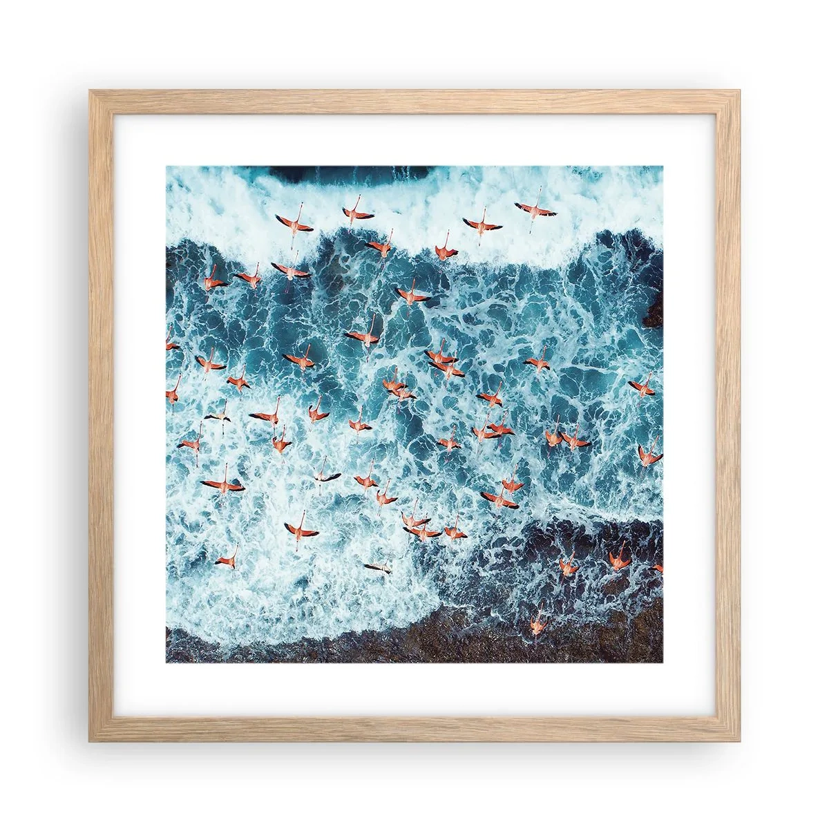 Affiche dans un chêne clair - Poster - Défilé du bord de mer - 40x40 cm