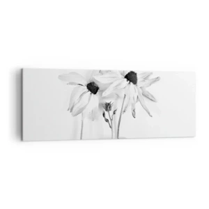 Impression sur toile - Image sur toile - Fleurs noires et blanches avec une composition subtile - 140x50cm - Personne ne souhaite être seul - Décoration murale moderne pour le salon et la chambre ARTTOR