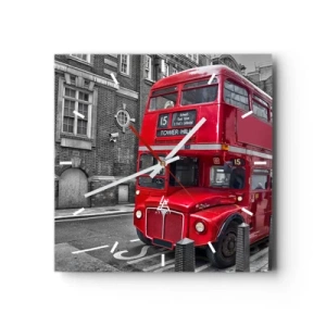 Horloge murale - Pendule murale - Un bus rouge à impériale à Londres sur fond d'architecture classique - 30x30cm - Toujours la même chose - Décoration murale moderne pour le salon et la chambre ARTTOR