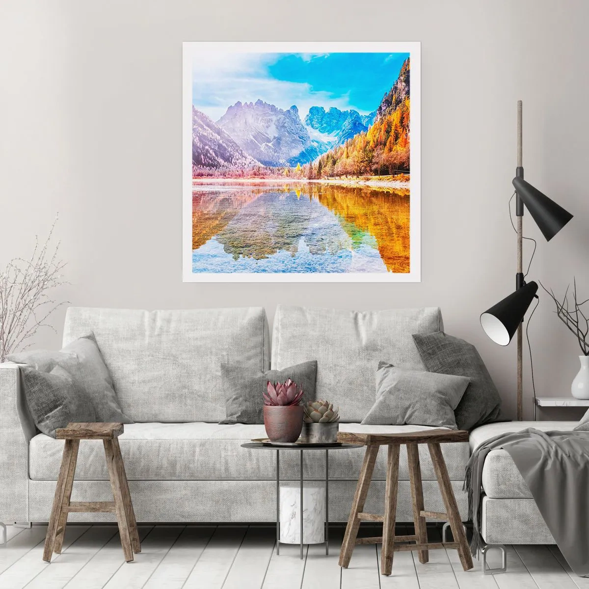 Affiche - Poster - C'est déjà le printemps à la montagne - 50x50 cm